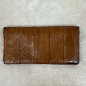 Vintage Genuine Eel Skin Leather Wallet Soft Slim Bifold